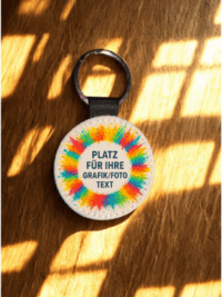 Schlüsselanhänger „Rund“ (85x55x4 mm, Druckfläche Ø 55 mm)