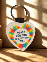 Schlüsselanhänger „Herz“ (80x50x4 mm, Druckfläche ca. 50x50 mm)