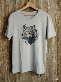 T-Shirt „Wolf“ – Grau, M, V-Neck (X-Mail/KiK)