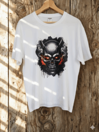 T-Shirt „Skull“ – Weiß, XL (Fruit of the Loom Basis)