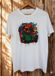 T-Shirt „Hip-Hop Bear“ – Weiß, XL, Rundhals